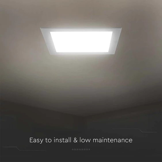 V-TAC süllyeszthető szögletes Back-Lit LED panel 12W, meleg fehér, 100 Lm/W - SKU 10483