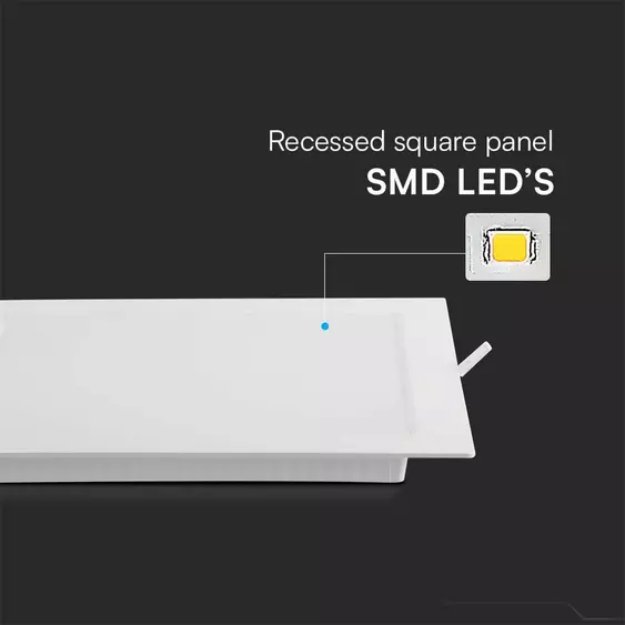 V-TAC süllyeszthető szögletes Back-Lit LED panel 3W, hideg fehér, 110 Lm/W - SKU 10479