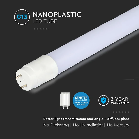 V-TAC T8 forgatható LED fénycső, 60cm, 7.5W természetes fehér, 113 lm/W - SKU 23871