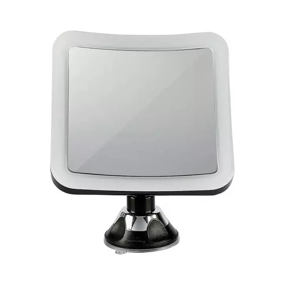 V-TAC tapadókorongos tükör beépített elemes LED világítással, fekete házzal, hideg fehér - SKU 6630