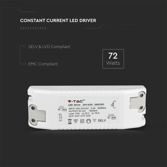 V-TAC tápegység 120 Lumen/Watt-os LED panelhez 72W - SKU 6328