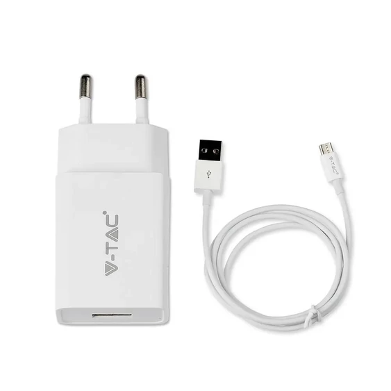V-TAC gyorstöltő utazó szett, 1 méter MicroUSB kábellel - SKU 8641