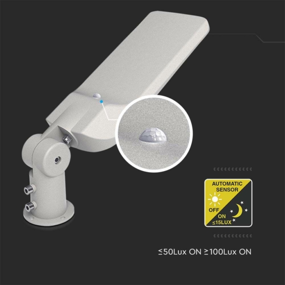 V-TAC utcai LED lámpa, térvilágító alkonyszenzoros lámpatest 100W természetes fehér - SKU 20434