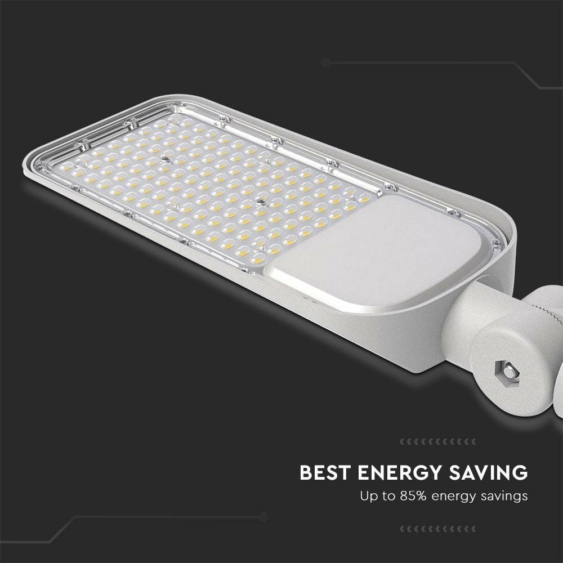 V-TAC utcai LED lámpa, térvilágító alkonyszenzoros lámpatest 50W hideg fehér - SKU 20433