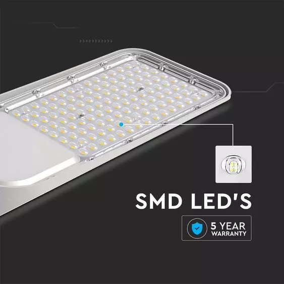 V-TAC utcai LED lámpa, térvilágító alkonyszenzoros lámpatest 50W hideg fehér - SKU 20433