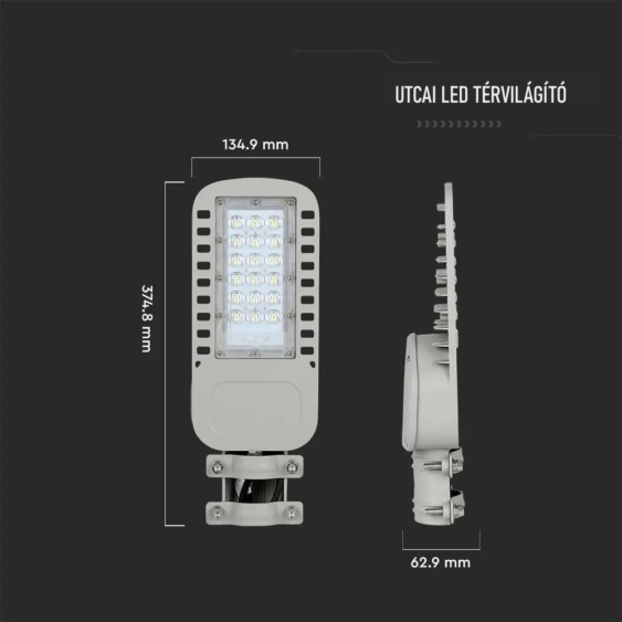 V-TAC utcai LED lámpa, térvilágító ledes lámpatest 30W, 135Lm/W, hideg fehér - SKU 21957