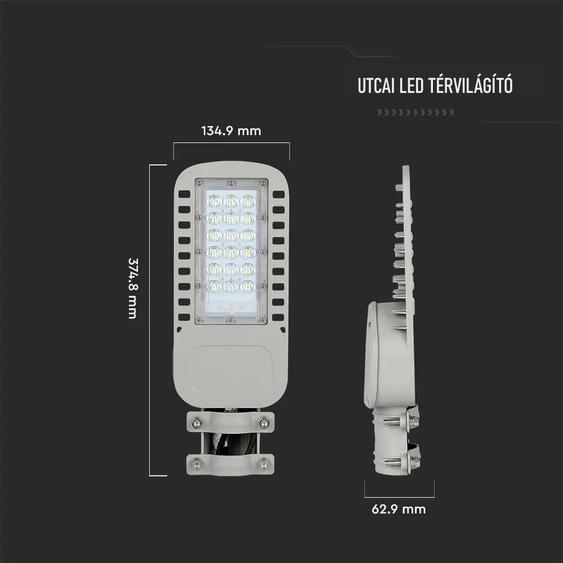 V-TAC utcai LED lámpa, térvilágító ledes lámpatest 30W, 135Lm/W, természetes fehér - SKU 21956