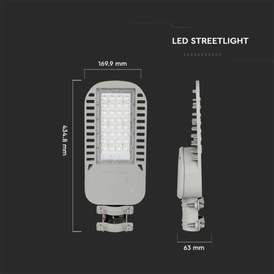 V-TAC utcai LED lámpa, térvilágító ledes lámpatest 50W, 135Lm/W, hideg fehér - SKU 21959