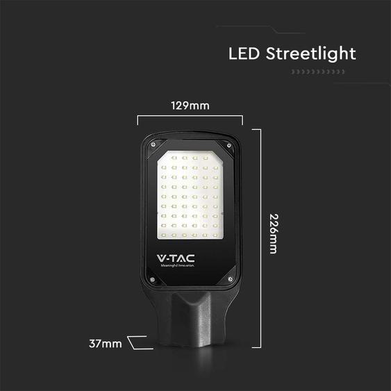V-TAC utcai LED térvilágító, 30W, természetes fehér, fekete házas - SKU 10206