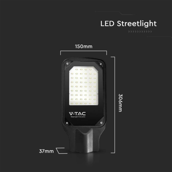 V-TAC utcai LED térvilágító, 50W, hideg fehér, fekete házas - SKU 10209