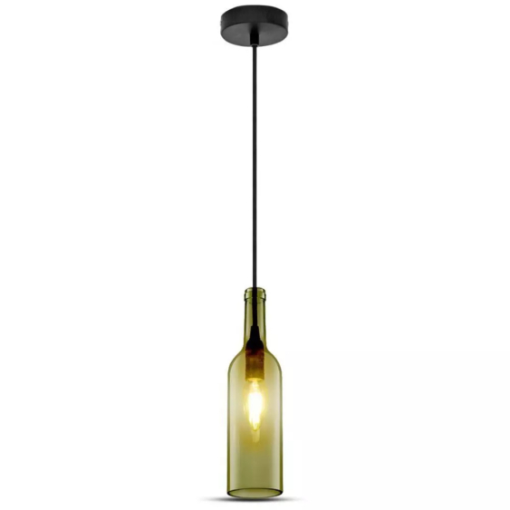 V-TAC üveg alakú, szürke lámpa, függeszték E14 foglalattal - SKU 3775