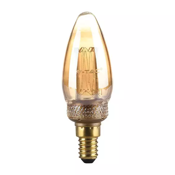 V-TAC Vintage 2W borostyán E14 meleg fehér ART filament C35 LED gyertya égő - SKU 217472