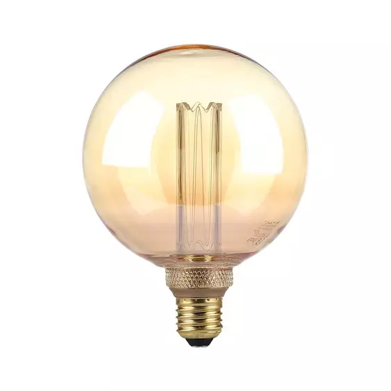 V-TAC Vintage 4W borostyán E27 ART filament G125 LED égő, 1800K - SKU 217475