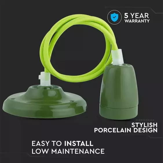 V-TAC zöld porcelán függeszték E27 foglalattal - SKU 3805