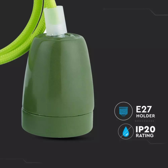 V-TAC zöld porcelán függeszték E27 foglalattal - SKU 3805