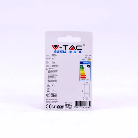 V-TAC G4 LED égő 12V 3,2W meleg fehér - SKU 131